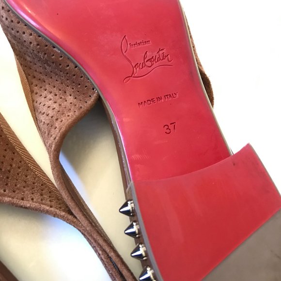 Christian Louboutin Brown Flats with Studded Heel - Picture 15 of 16